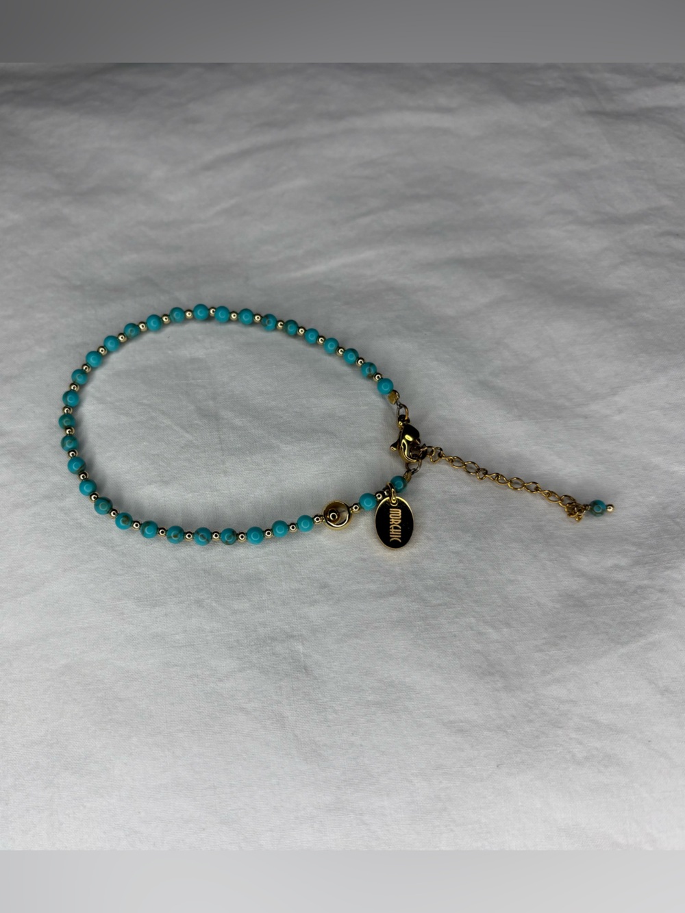 Morchic 3mm Blue Turquoise Natural Gemstone Beaded Adjustable 7.1-8.6",